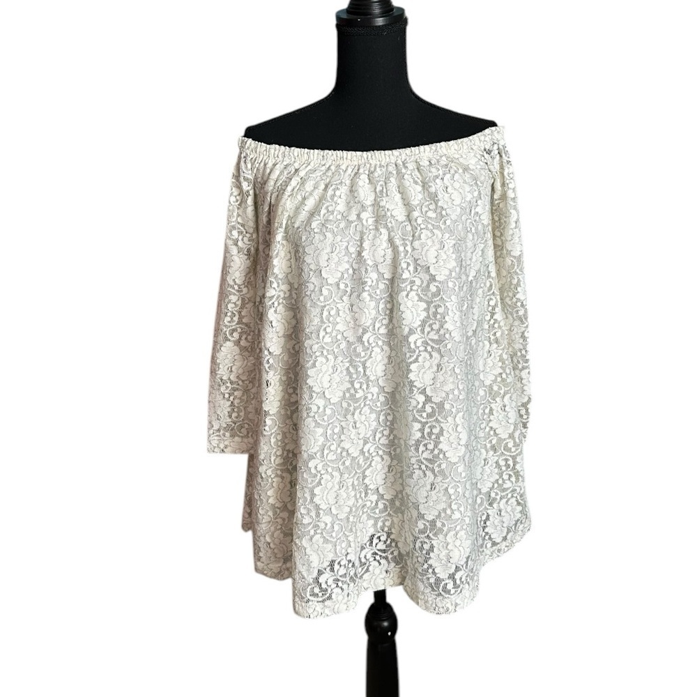 Asos White Silver Lace Off Shoulder Blouse Size 2